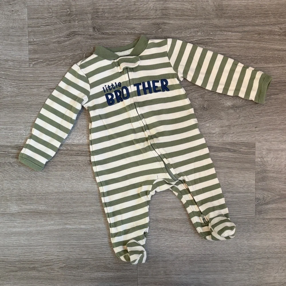 Carter's Little Brother striped zip up footie